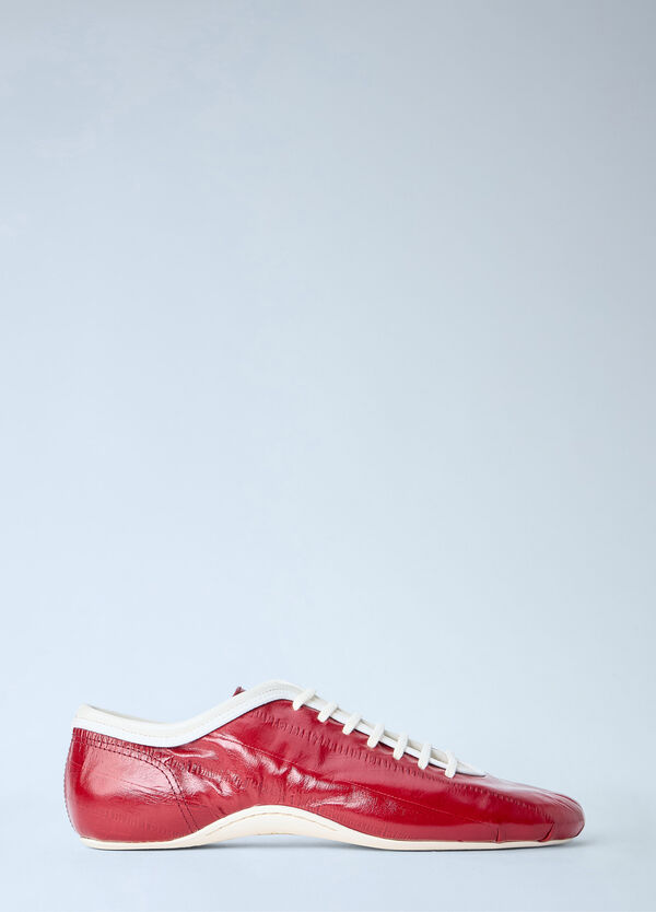 Dries Van Noten Leather Lace-Up Sneakers Red dvn0264055